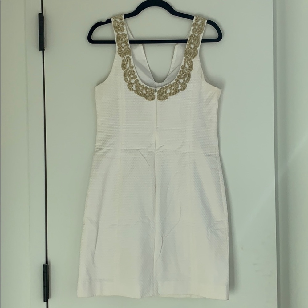 Lilly Pulitzer | White with Gold Brocade Dress | 6 - Picture 4 of 6